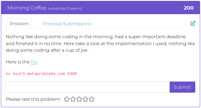 Nothing like doing some coding in the morning, had a super important deadline and finished it in no time. Here take a look at the implementation I used, nothing like doing some coding after a cup of joe.