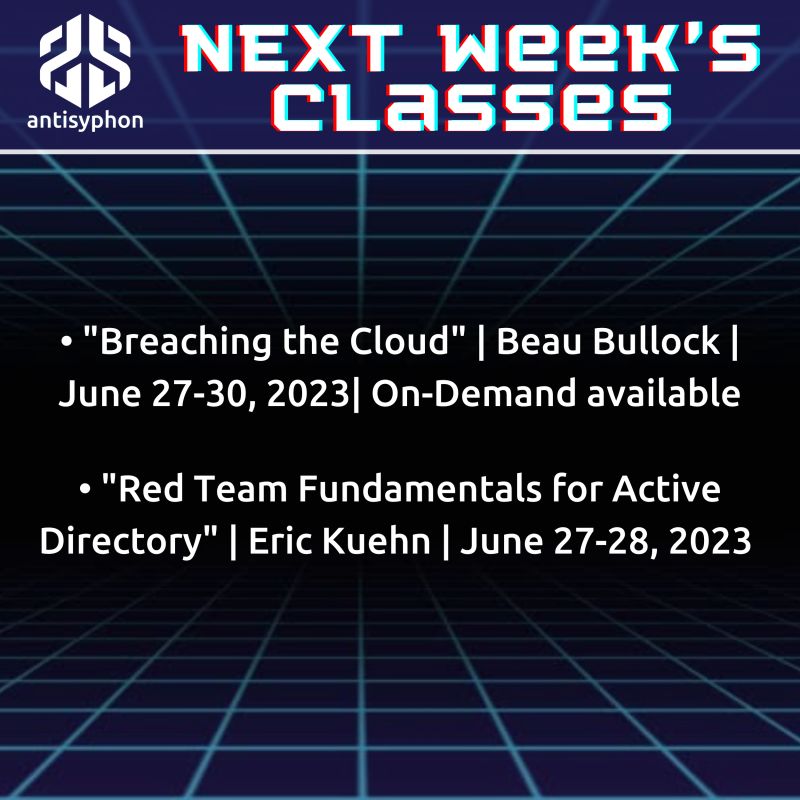 Next Week’s Classes!