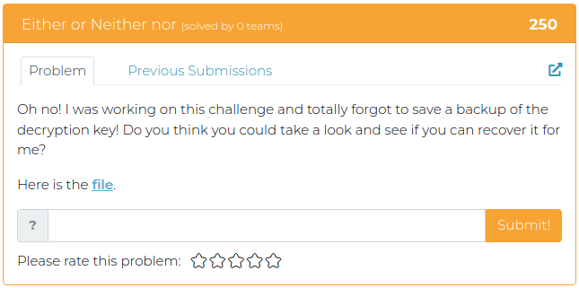 Oh no! I was working on this challenge and totally forgot to save a backup of the decryption key! Do you think you could take a look and see if you can recover it for me?